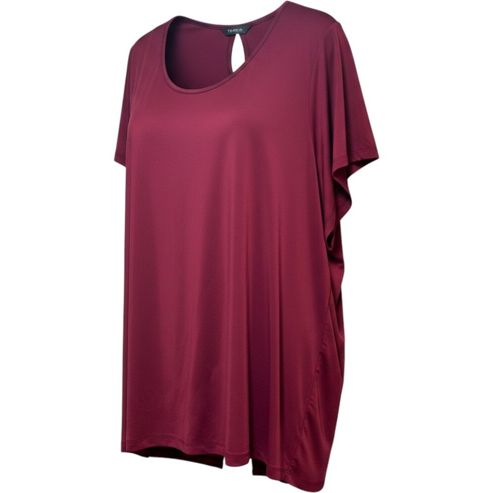 Torrid Active Women‎ Plus Size 6 Burgundy Open Back Short Sleeve T-Shirt Top